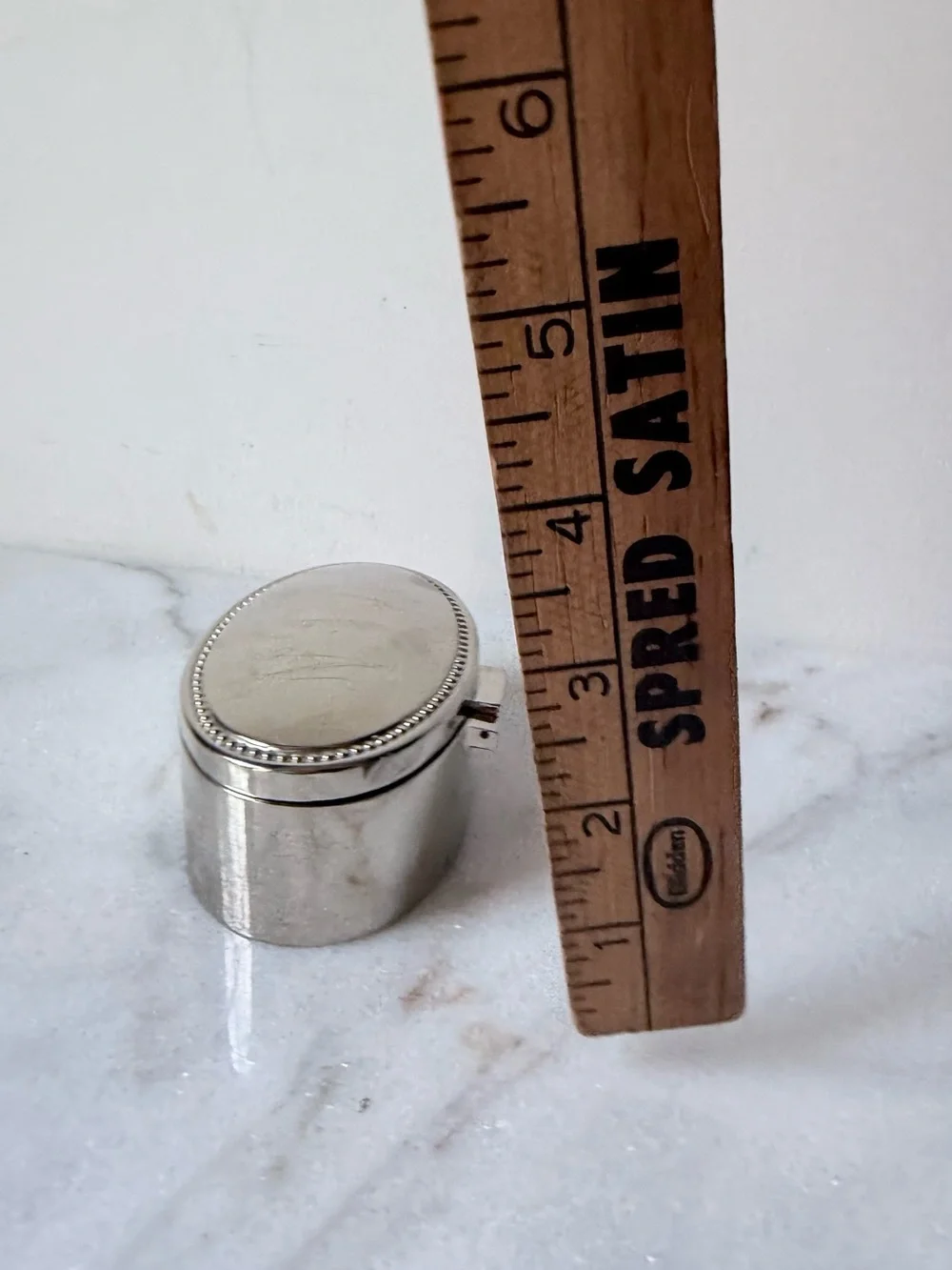 Vintage Oval Silver-tone Trinket Jewelry Box monogrammed